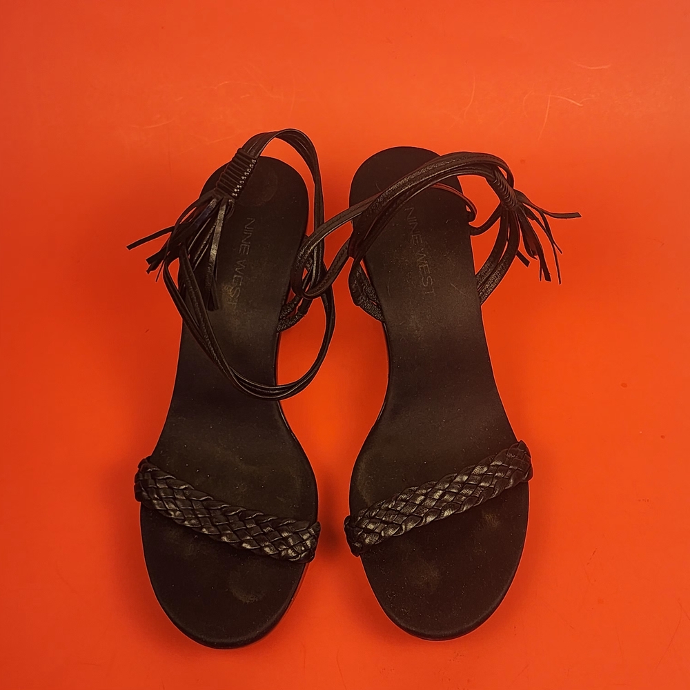 Nine West Black Braided Sandals